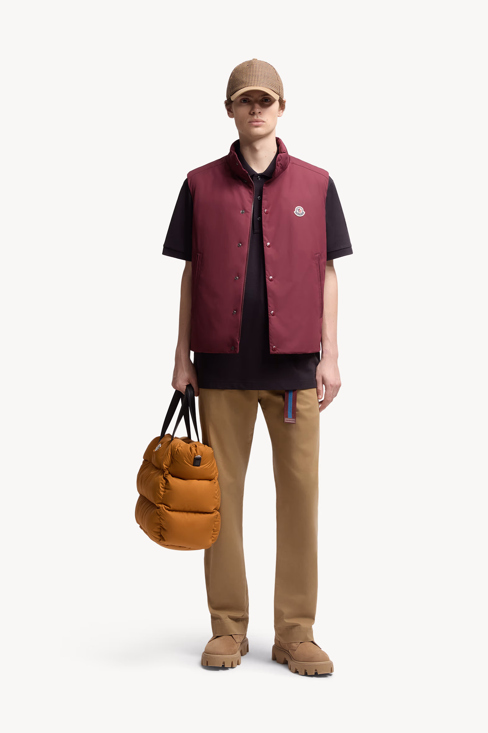 Monogram Cotton Piquet Polo Shirt Men Navy Blue Moncler 0